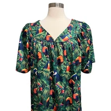 Anthony Richards Nightgown 2X Toucan Jungle Tropical House Dress Hawaiian Bird