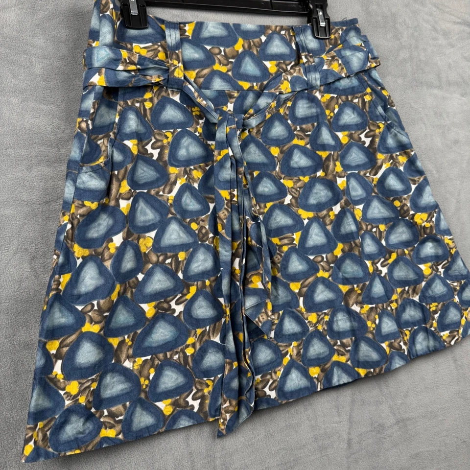 Falda Anthropologie Fei para mujer talla 8 línea A estampado geométrico midi con cinturón Foto 2 de 4