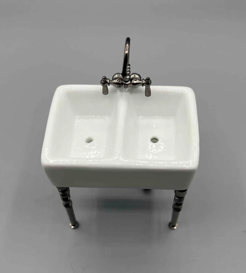 МИНИАТЮРНЫЙ КУКОЛЬНЫЙ ДОМИК МАСШТАБ 1:12 REUTTER МАЛЕНЬКАЯ БЕЛАЯ КУХОННАЯ РАКОВИНА - 1,742/4 - Изображение 3 из 3