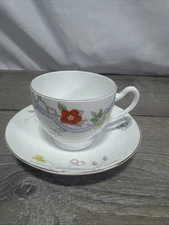 Heathcote Vintage Teacup and Saucer Bone China Floral