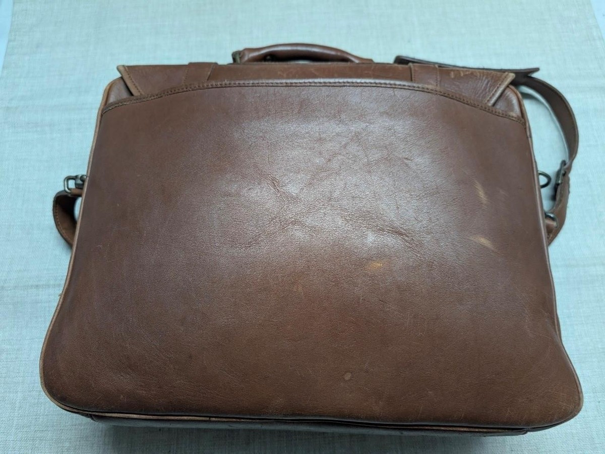 vintage EDDIE BAUER messenger bag COWHIDE brown leather LAPTOP