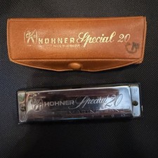 Vtg Hohner Special 20 Marine Band F Harmonica Brown Snap Case Made In Germany
