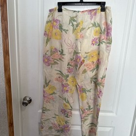 Victoria's Secret silk Floral Pajama Pants - Cream, Pink, Yellow, Green