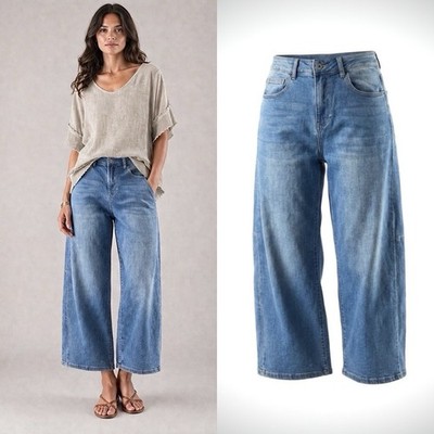 Jeanshose damen 3D-Denim 36 38 40 42 S-XL wide leg neu Jeans stretch