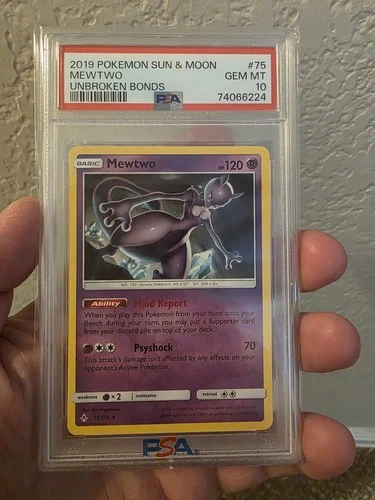 PSA 10 GEM MINT 2019 POKEMON SUN & MOON MEWTWO UNBROKEN BONDS #75