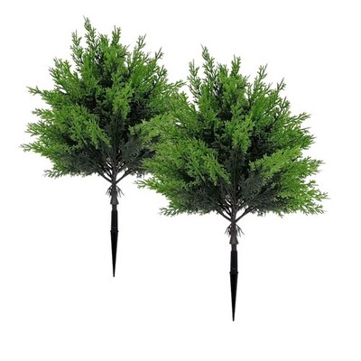 2er Pack UV-beständige künstliche Zeder Topiary Bäume, Outdoor Faux Grün Sträucher