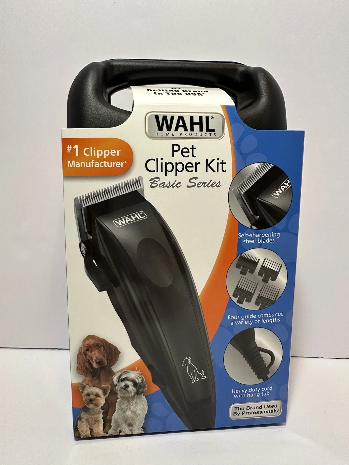 WAKL Basic Series Touch Up Corded Pet Clipper, 10 Piece Dog Grooming Kit - Black