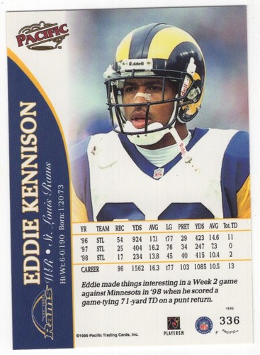 1999 Pacific Football Set Break - Cards #226-450 Pt.2 - 第 191/373 張圖片