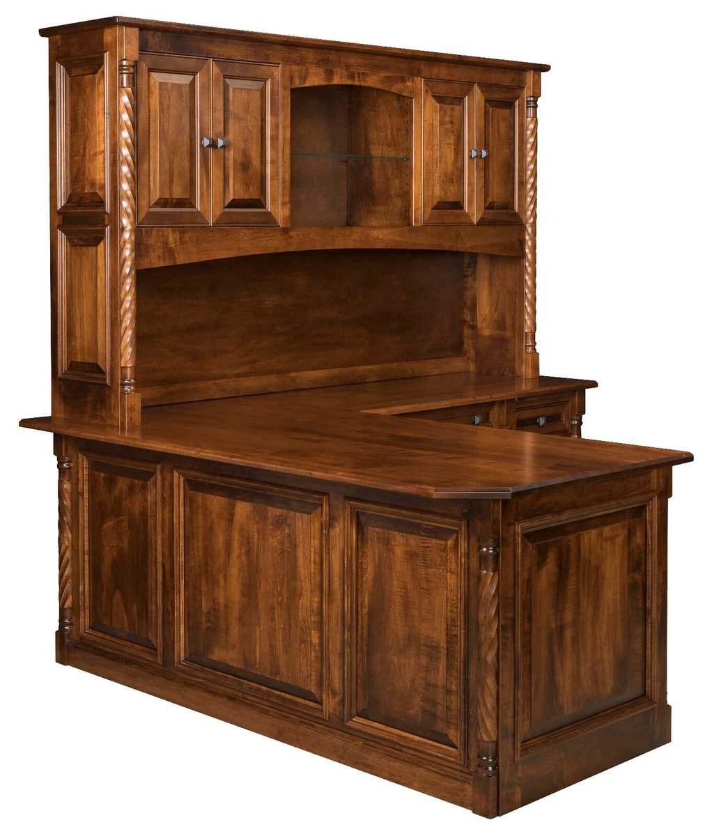 Amish Executive Corner L Computer Desk Hutch Solid Wood
