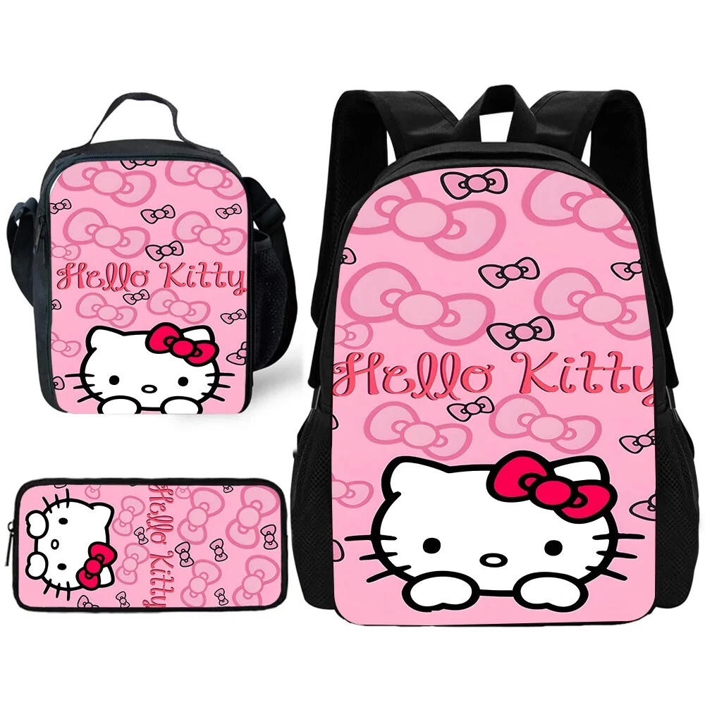 KT School Backpack with Lunch Bag and Pencil Case for Kids