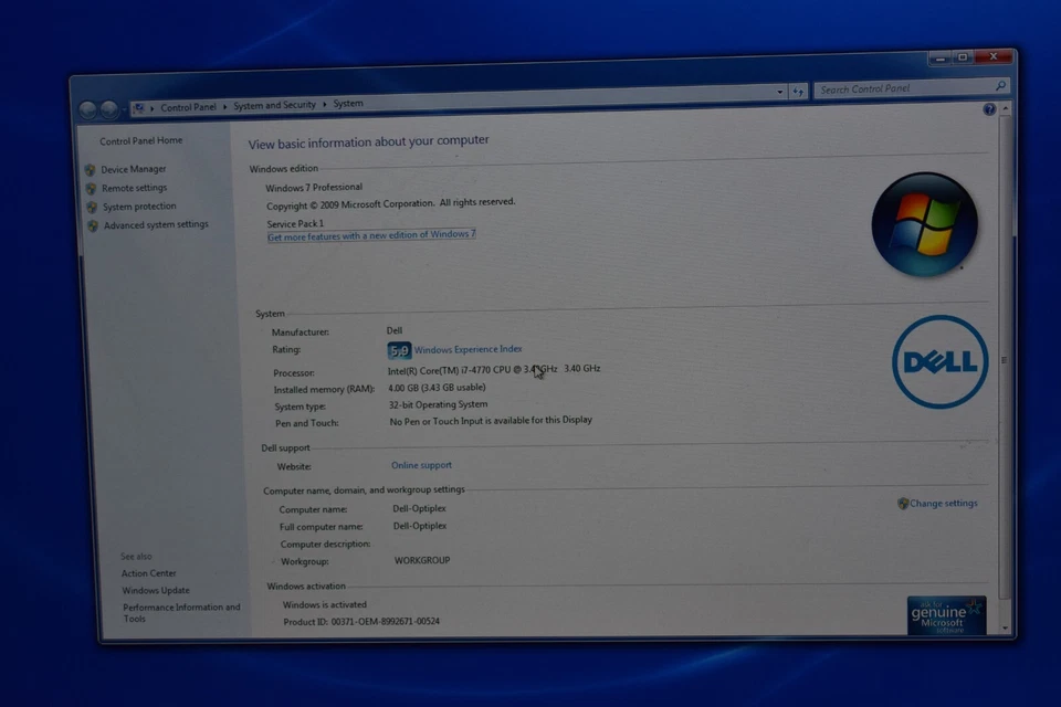 Dell Optiplex 9020 Quad Core i7-4770 3.4GHz 4GB RAM 2TB HDD Windows 7 Pro 32-bit - Image 2 of 4