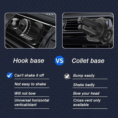 Universal Hook Bracket Car Phone Holder Rotation 360° Air Vent Clip Mount Stand - 第 6/9 張圖片