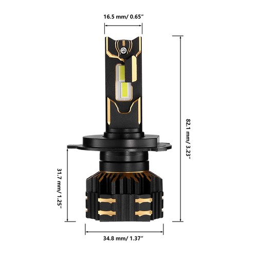 AUXBEAM H4 LED Headlight Bulbs Kit Lamp Car 6500K Globes High Low Beam 30000LM - Picture 3 of 12