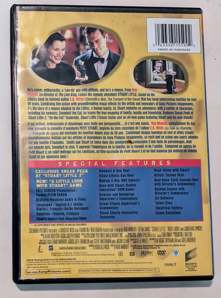 Stuart Little DVD (1999) - Región 1 - FR/EN - EN MUY BUEN ESTADO/G (Probado) Foto 3 de 4