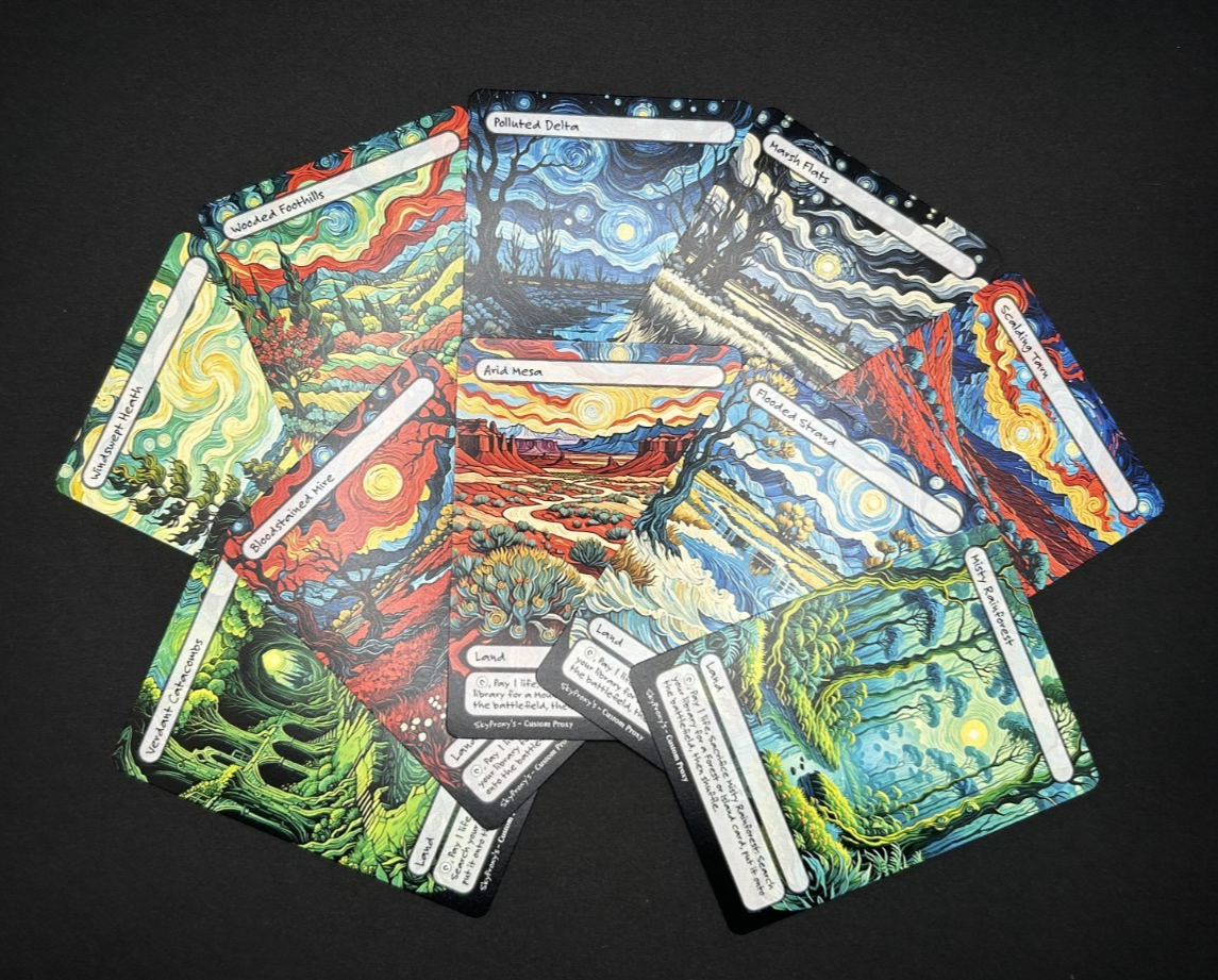Fetch Land Set - Altered Art Custom MTG - Van Gogh Style - All 10