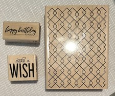 RECOLLECTIONS Diamond Loops Birthday Wishes Wood Rubber Ink Stamps 658119