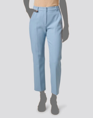 $595 Weekend Max Mara Women's Blue Stretch Cotton Trouser Pants Size 4