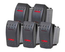  5 PCS MARINE BOAT TRAILER ROCKER SWITCH ON-OFF-ON SPDT 4 PIN 2 RED LED RV