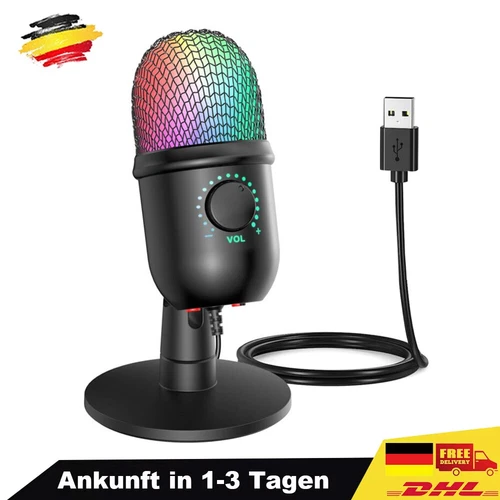 Computer Mikrofon USB Microphone für Aufnahme Streaming Podcast Studio Gaming DE