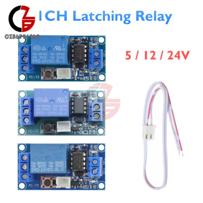 5V 12V 24V DC 1-Channel Latching Relay Module w/ Touch Bistable Switch MCU