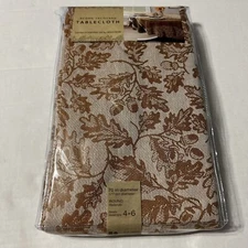 Acorn Jacquard Autumn Fall Tablecloth 70”