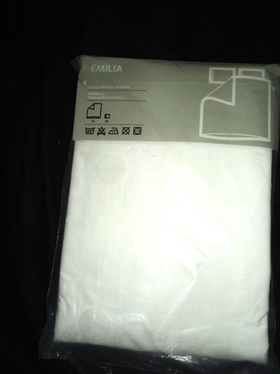 IKEA EMILIA WHITE EMBROIDERED CIRCLES (3P) FULL/QUEEN DUVET SET | eBay