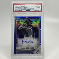 2021 Bowman Chrome Yolbert Sanchez #CPA-YSA Autograph Blue Refractor /150 PSA 9
