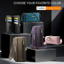 CaseMe RFID Blocking Crossbody Cell Phones Case Leather Wallet credit card slot