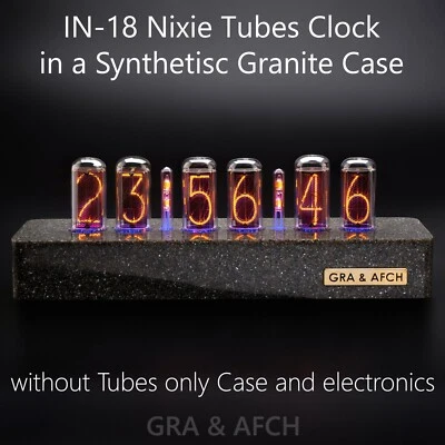 GRA & AFCH IN-18 Nixie Tubes Clock in Synthetic Granite Case WITHOUT TUBES