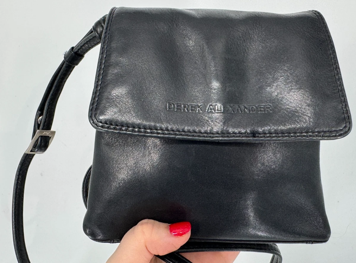 Derek Alexander Backpack Womens Small Black Brown Leather Vintage Plaid Lining Derek Alexander Leather Exterior Small Bags & Handbags for  main image 3