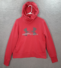 Under Armour Sweatshirt Womens Large Pink Loose Funnel Neck Hoodie Sports Gym
