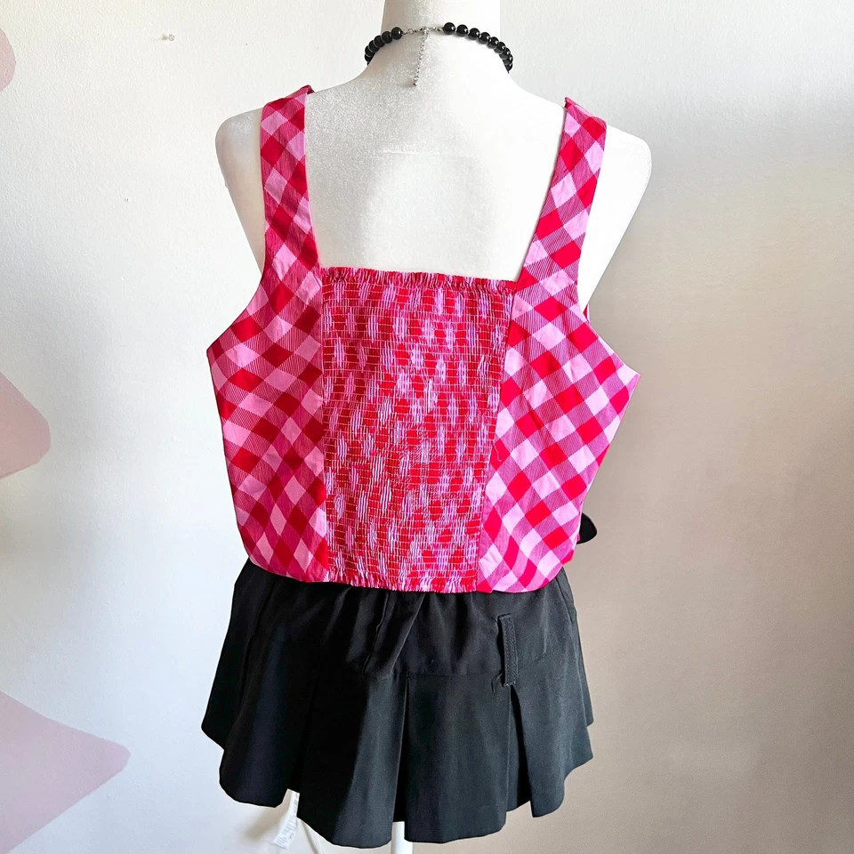 Pink Gingham Bustier Tank Top, Coquette Cottagecore Y2K Vintage Inspired XL - Image 2 of 3