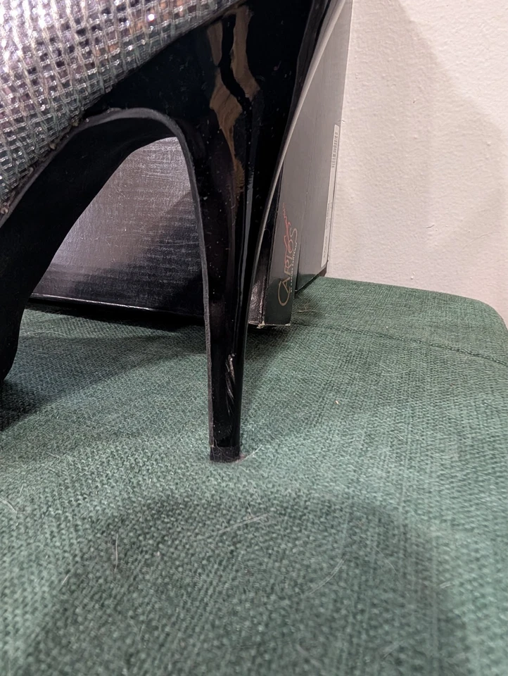 ZAPATOS DE PLATAFORMA CARLOS SANTANA PLATÓNICOS PLATEADOS BRILLANTES CON TACONES NEGROS TALLA 10 Foto 2 de 4