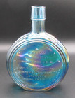 Vintage WHEATON NJ Herbert Hoover Bottle Blue Iridescent Glass 8" Carnival Glass — photo 4