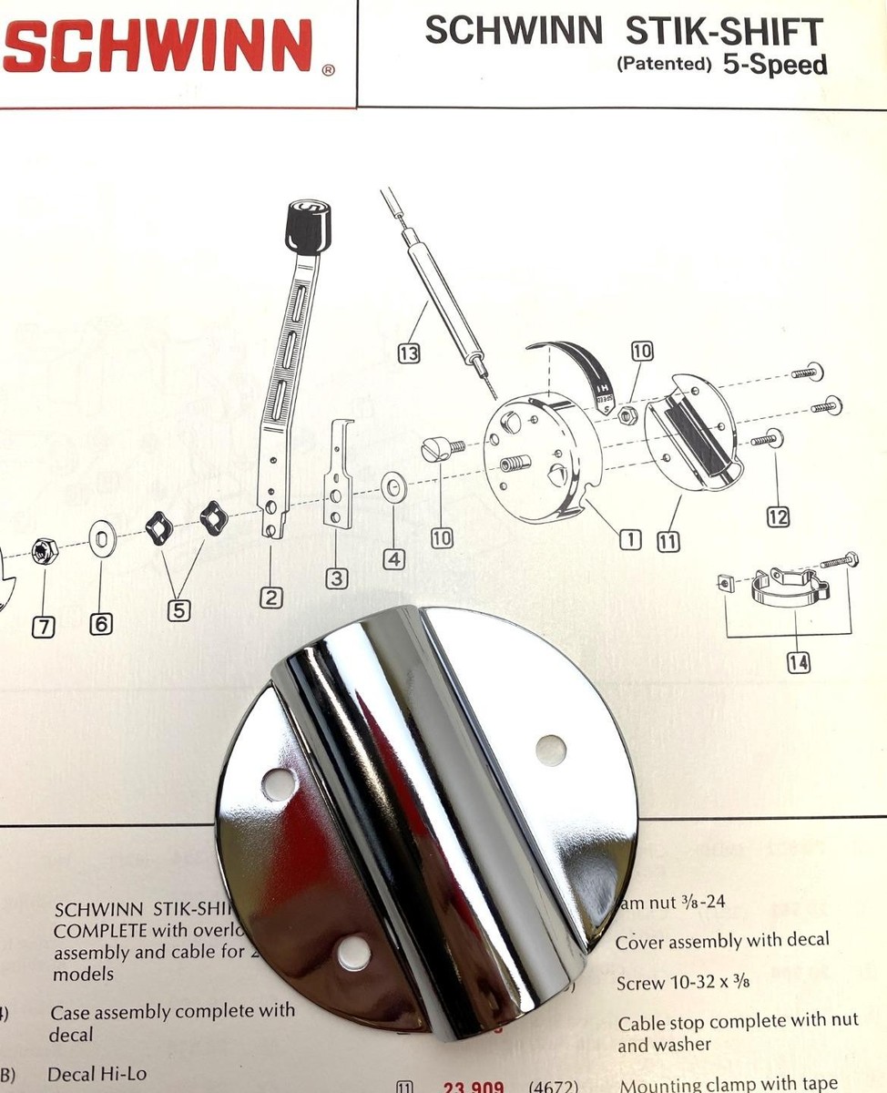 new Schwinn Sting-Ray Bicycle Stik Shifter BACK PLATE | eBay