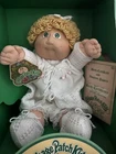 Cabbage Patch Kids Vintage 1982-83 14” Girl Blonde Curly Hair Green Eyes Box