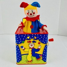 Vintage Schylling Clown Jack in the Box Musical Wind Up Metal 1997 WORKING