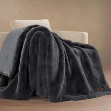 FRYE Luxe Faux Fur Luxury Throw, Reversible 60" X 70" Gray 1796169 Silky Soft