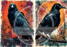 Raven Watch Duo | A4 Rice Paper | Paper for Decoupage | Halloween