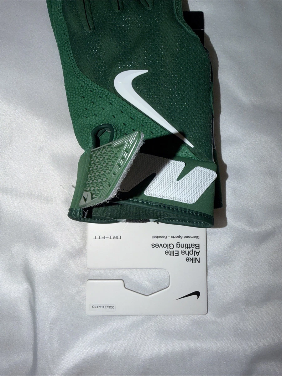Guantes de bateo Nike Alpha Elite de béisbol $74 verdes y negros para hombre XXL