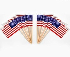 CYPS 100 Pcs American Flag US Toothpick Flags, Small Mini Stick Cupcake Toppers