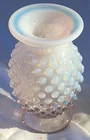 Miniature Cupped Vase Hobnail French Opalescent Fenton White Vintage Home Office