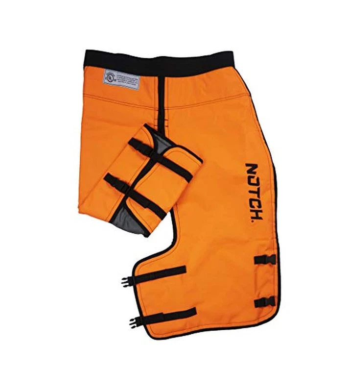 Notch Hi-vis Safety Orange Full Calf Wrap Chainsaw Chaps, Class A X-Large