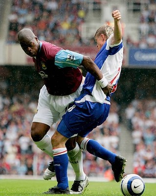 Marlon Harewood of West Ham United Vratislav Gresko of Blackburn R- 2005 Photo