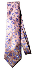 Classic Paisley Pink Blue JACQUARD Woven 100 Silk Men's Necktie Tie
