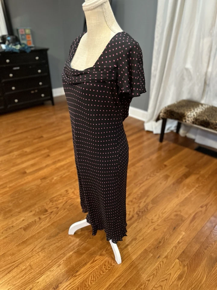 Vestido Donna Ricco Seda Bebé Azul Y Rosa Lunares Mujer’s Talla 14 LNC  Foto 2 de 4