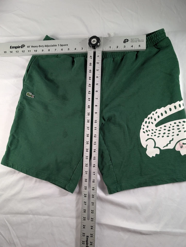 Shorts moletom Lacoste grande logotipo lã verde GG masculino crocodilo jacaré gráfico EUA - Imagem 2 de 4