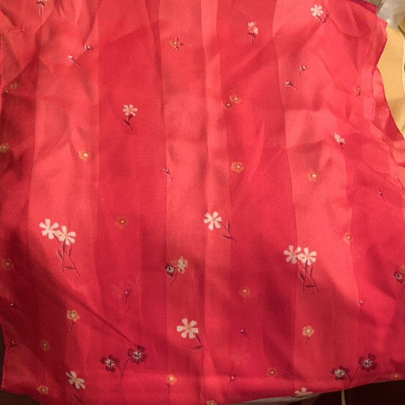 Women’s Pink Chiffon Polyester Floral Rectangle Scarf Wrap, Flower Theme