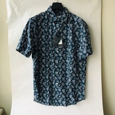 Bugatchi Short Sleeve Shirt Button Up Shaped Fit Italian fabric Size: L NWT 179