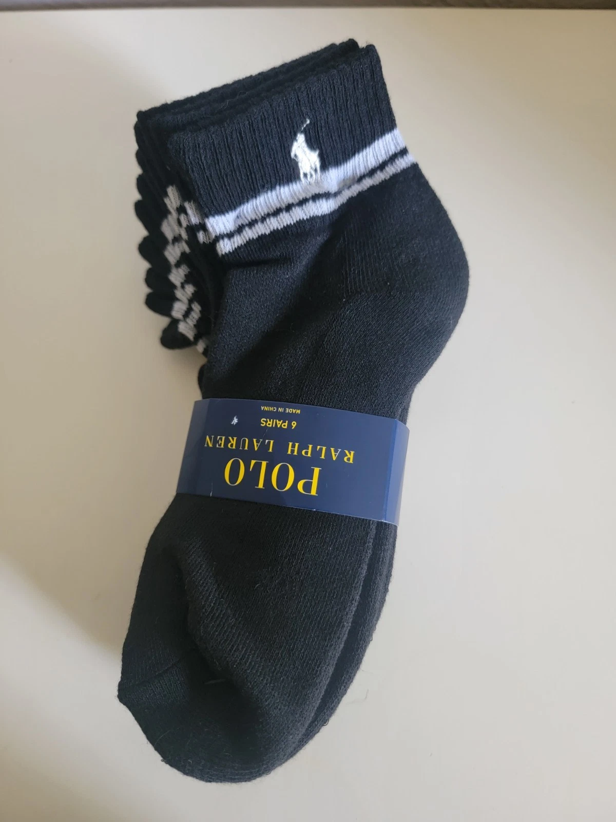 Polo Ralph Lauren Athletic Size 4-10 Womens Ankle Socks 6 Pair Black